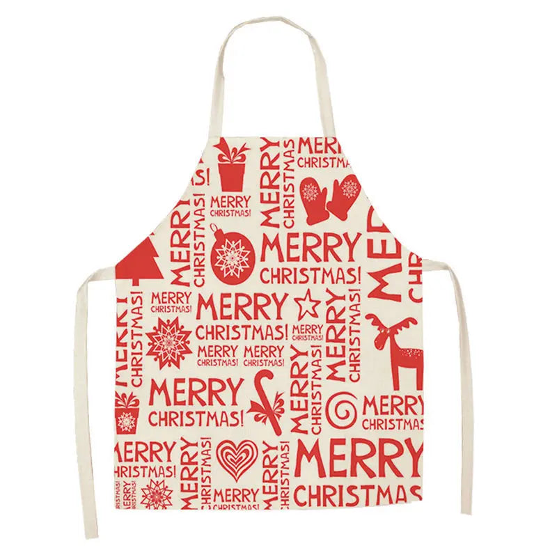 1Pcs Merry Christmas Apron for Woman Pinafore Cotton Linen Aprons 55x68cm Adult Bibs Kitchen Baking Cooking Accessories