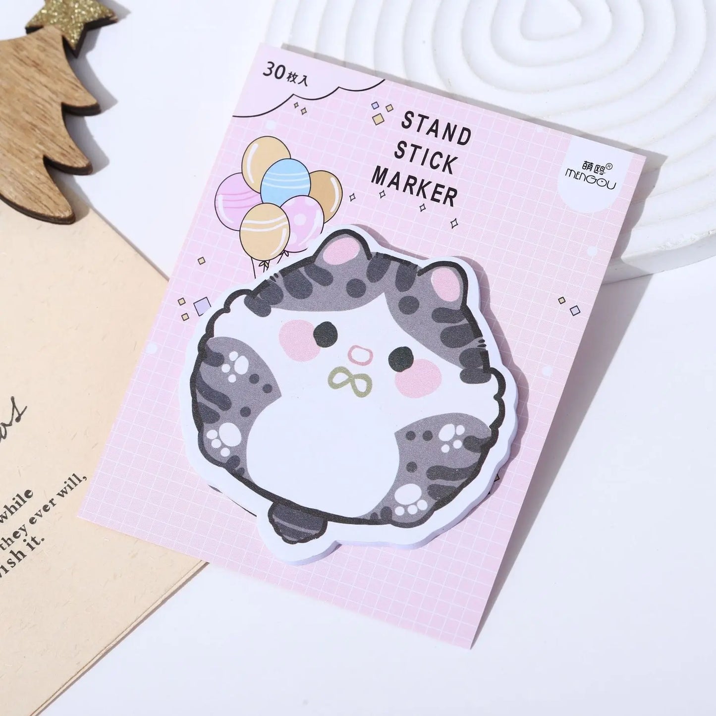 1 Piece Lytwtw's Adhesive Cute Cartoon Cat Notes Notepad Memo Pad Office School Supplies Stationery Sticker