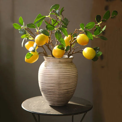 High quality Lemon fruit branch with green leaves Artificial flowers house table decor flores artificiales Photo Props