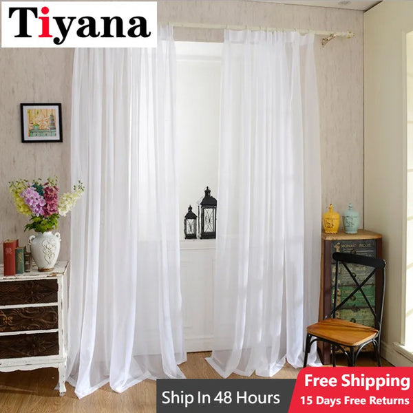 Europe Solid White Curtain Window Sheer Tulle Curtains For Living Room Kitchen Modern Window Treatments Voile Curtains Cortains