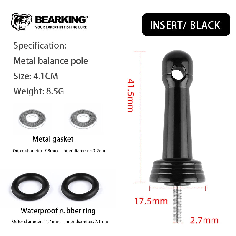 BEARKING Universal Fishing Wheel Balance Rod Anti Collision Insertion Screw in Equipped with Gasket Waterproof Rubber Ring