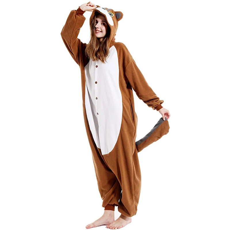 Squirrel Kigurumi Pajamas Animal Sleepwear Chipmunk Onesie  Adults Halloween Carnival Party Cosplay Costume Pyjama Birthday