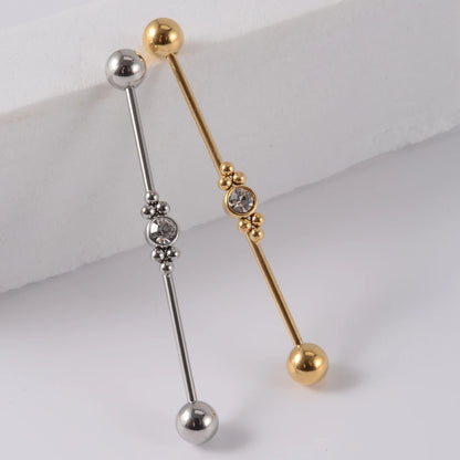 1PC Stainless Steel Industrial Barbell Long Bridge Micro Insert Zircon Earring Transversal Women Ear Piercing Jewelry 16G