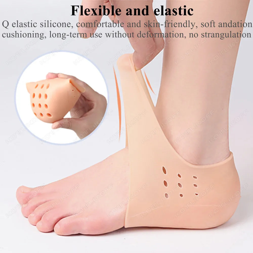 Invisible Height Increase Silicone Socks Silicone Elastic Heel Pad Foot Protection Damping Heel Cushion Hidden Insole Unisex