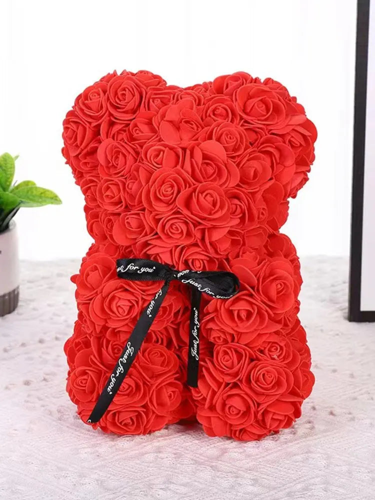 Teddy Bear Valentine's Day Gift Creative Rose Bear Gift PE Flower Romantic foam Bear Christmas Decorative Gift Mother's Day