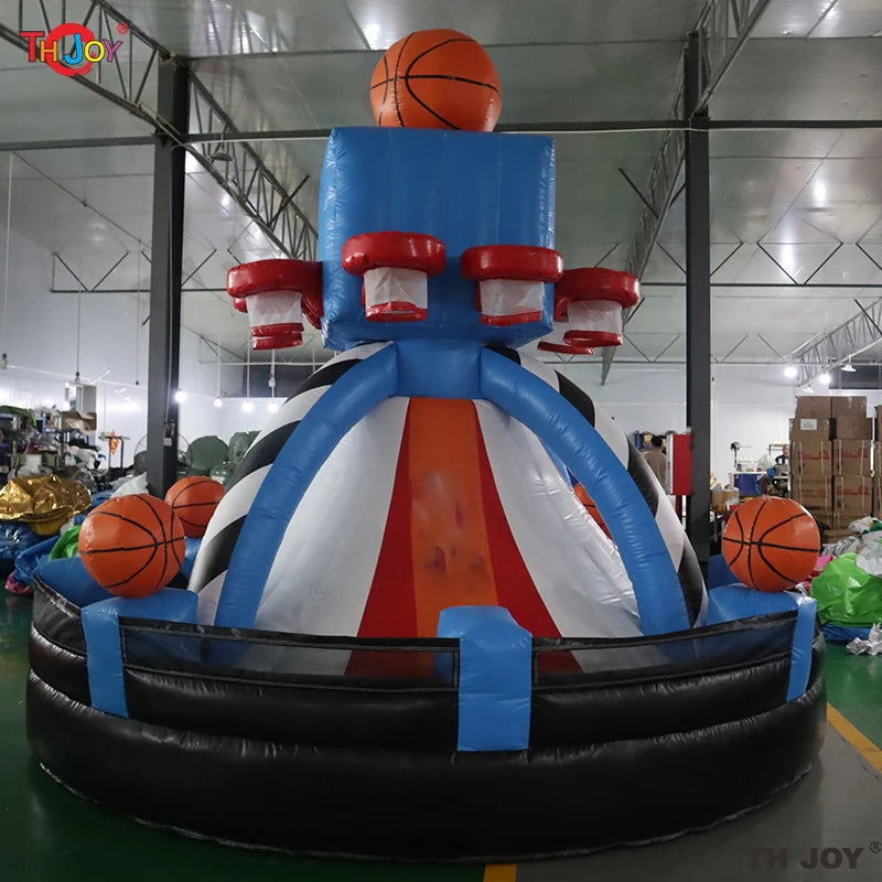 Fast Air Shipping 4m Dia 8 Hoops Basketball Play System Inflatable Basketball Shooting Toss Game Combo for Sale