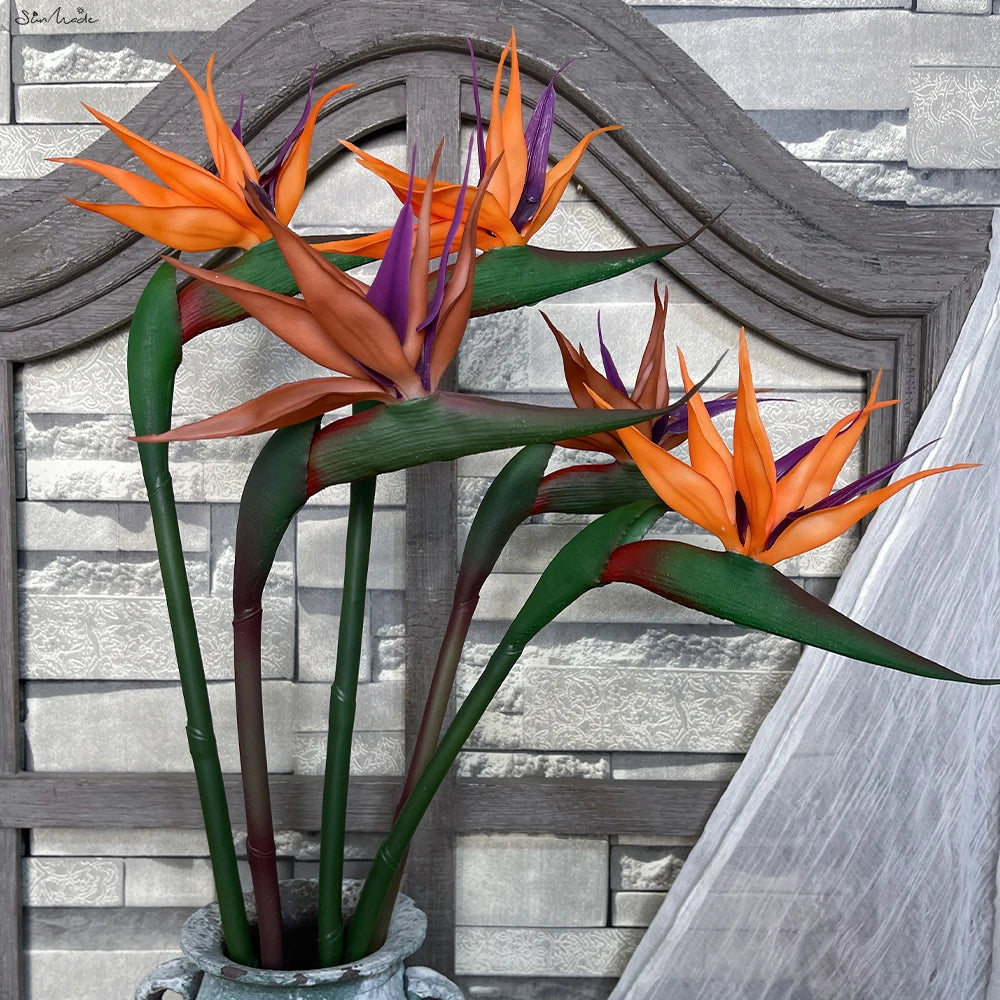 Sunmade Luxury Real Touch Birds of Paradise Fake Flowers Home Accessaries Garden Decoration Wedding Decor Flores Artificiales