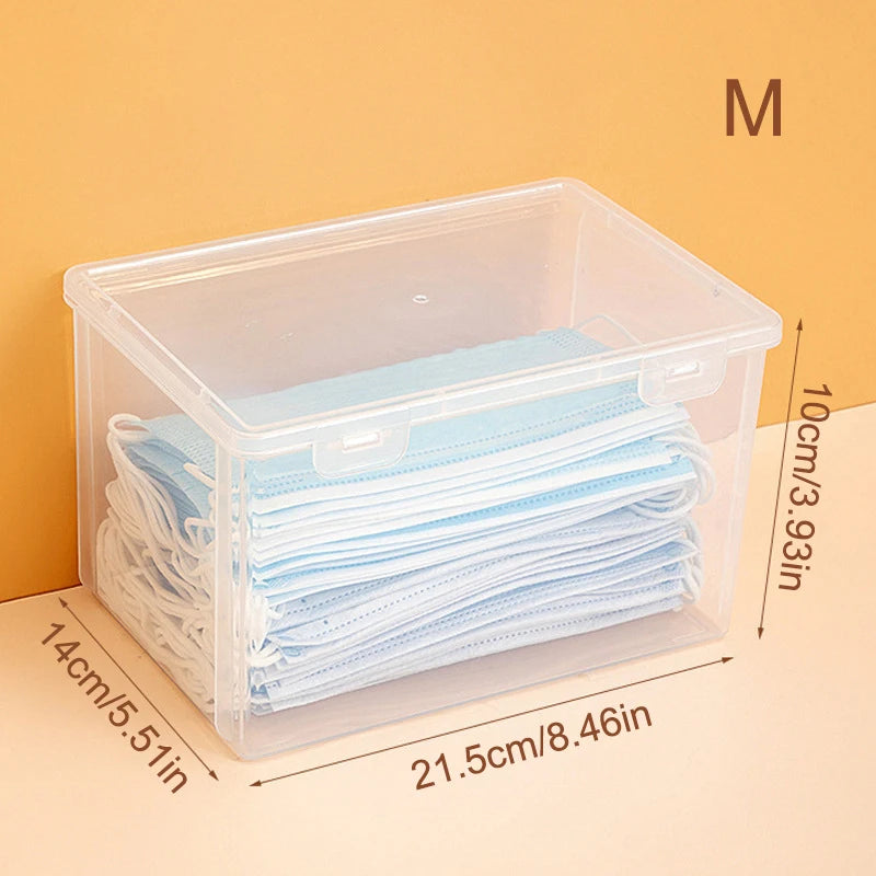 1 Large Capacity Desktop Storage Box, Stackable Clamshell Box, Suitable For Bathroom, Kitchen, Office, Transparent Storage Box