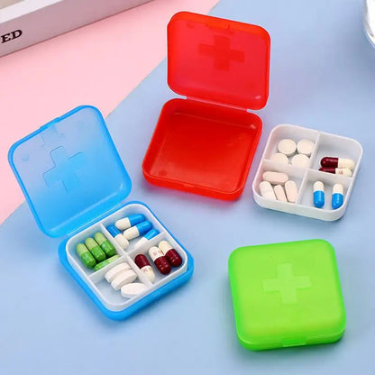 Mini Organizer Case 4 Grids Pill Box Tablet Pill Case Travel Drug Dispenser Storage Container Medicine Boxes Dispensing Medical