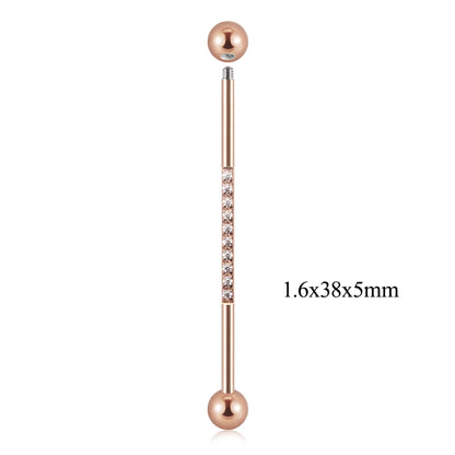 1PC Stainless Steel Industrial Barbell Long Bridge Micro Insert Zircon Earring Transversal Women Ear Piercing Jewelry 16G