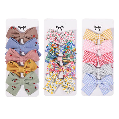 5Pcs/Set Hairpins for Kids Cute Plaid Print Star  Sweet Headband Hair Clips Children Girls Barrettes Fashion Bow Accessories