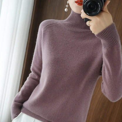 Women's Long Sleeved Knitted Sweater Standing Collar Autumn Winter Top Sweater Women Sweaters for Autumn Winter Women Clothing