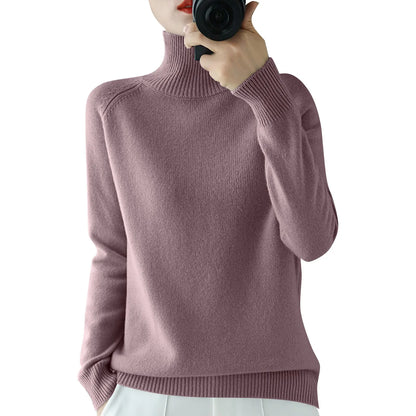 Women's Long Sleeved Knitted Sweater Standing Collar Autumn Winter Top Sweater Women Sweaters for Autumn Winter Women Clothing