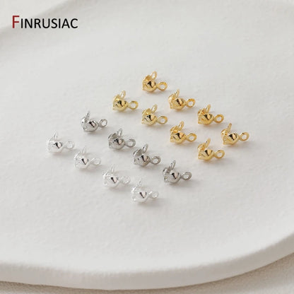 3mm/4mm Calotte Crimp Bead Tip Knot Cover End Caps For Jewelry 14K Gold Plated Connector Clip Clasp Jewellery Making Supplies