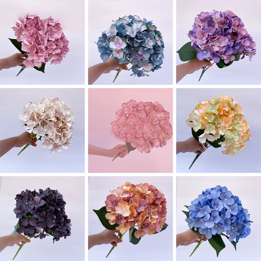 European Retro Fall British Hydrangea Artificial Small Branch Silk Flower DIY Wedding Scrapbook Artificiales Flowers House Decor