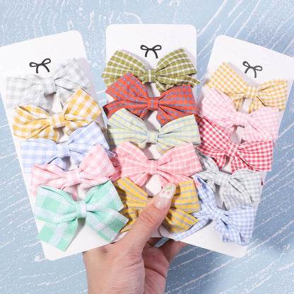 5Pcs/Set Hairpins for Kids Cute Plaid Print Star  Sweet Headband Hair Clips Children Girls Barrettes Fashion Bow Accessories