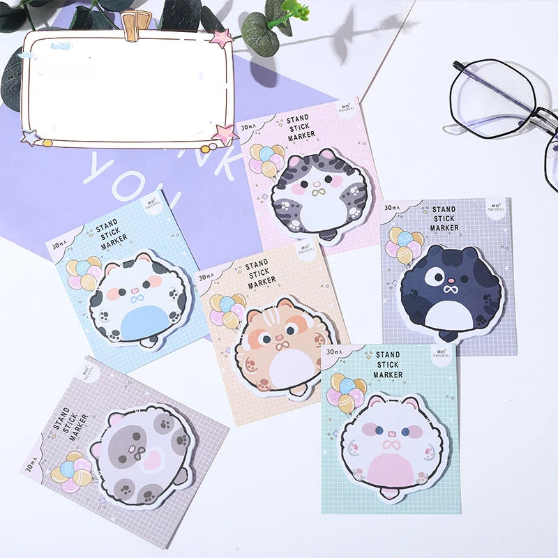 1 Piece Lytwtw's Adhesive Cute Cartoon Cat Notes Notepad Memo Pad Office School Supplies Stationery Sticker