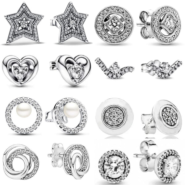 2024 Double Hoop Five-pointed Star Fit Original Charms Diy Fine Jewelry Gift For Women Making Accessories 925 Silver Earrings