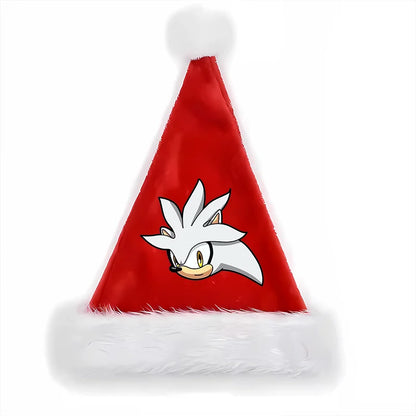 Sonics Anime Santa Hats Non-woven Fabric Red Xmas Cap Kids Adults Unisex Christmas Dress-up Party Decor Cosplay Child Party Gift