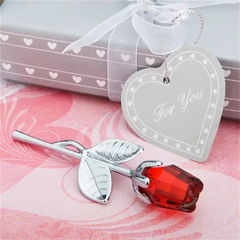 Best Gifts for Girlfriend Valentines Gift Mini Crystal Artificial Flower Crystal Rose with Metal Branch Wedding Party Favors