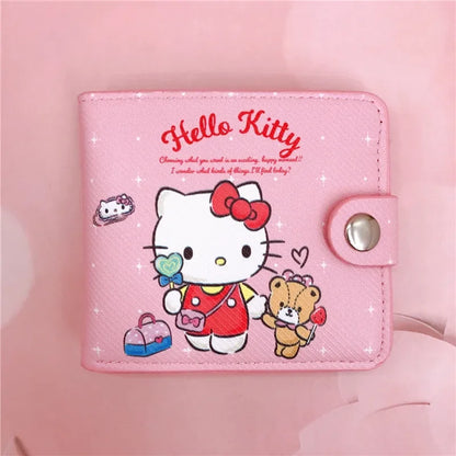 Kawaii Hello Kitty Cinnamoroll My Melody Kuromi Sanrio New Pu Casual Money Bag Coin Purse Card Holder Wallet With Buttons