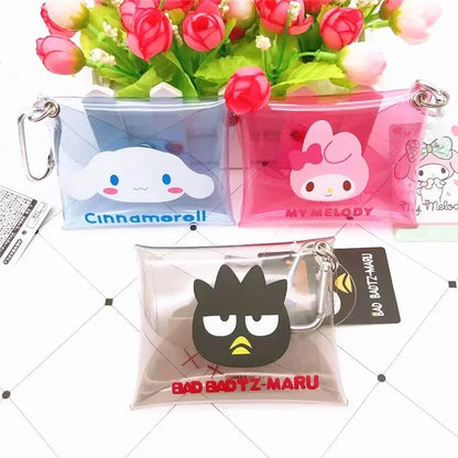 Hello Kitty Coin Pouch Cute Purse Mini Wallet Zipper Sanrio Kuromi Lipstick Kawaii Bag Keychain Clear Clutch Card Holder Gifts