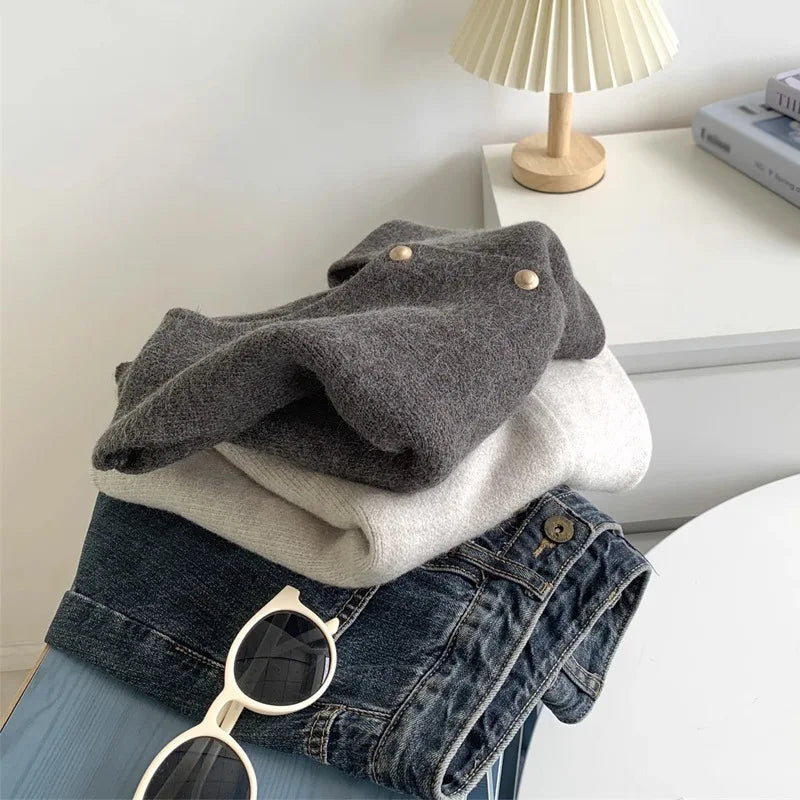 Fashion Office Lady Elegant Tops Spring Autumn Women's Solid Button V-Neck Sleeveless Casual Sweater Knitted Cardigan Vest Coats