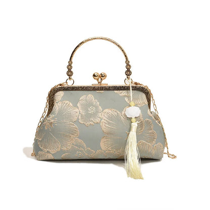 Chinese Style Embroidered Shoulder Bag Elegant Handbag Retro Small Square Bag Wedding Party Luxury Designer Women Evening Clutch