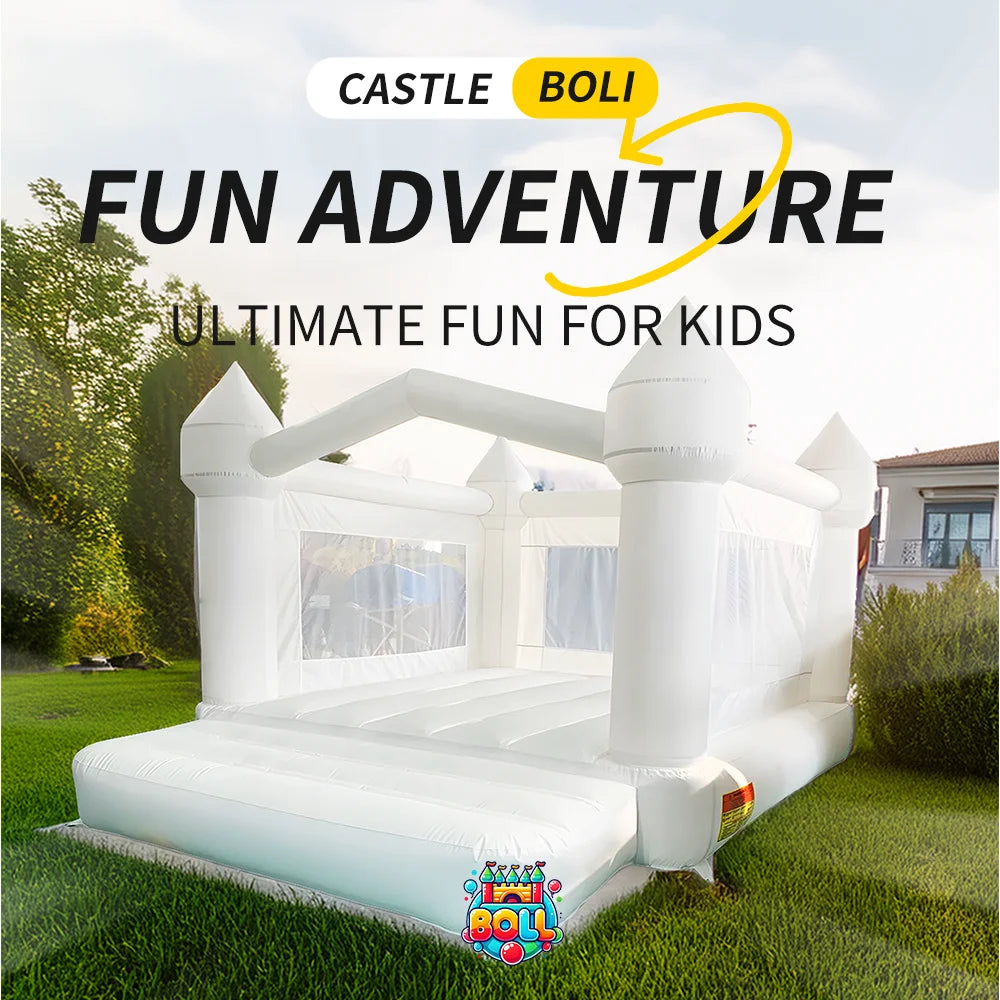 White Bounce House 5.6*3.3*3M Jumping Castle For Kids Bouncy House Withe For Children Outdoor Toys With Blower Slide