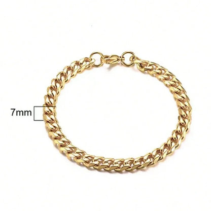 2024 New Vintage 18K Gold Plated Stainless Steel Chain Bracelet for Women Men Couple Fashion Jewelry Gift