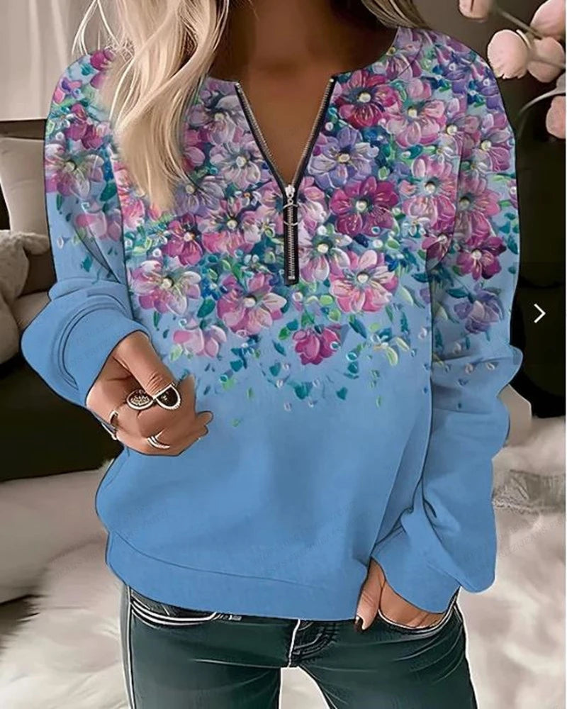 Butterfly Hoodies Women Fashion Zipper Hoodies Floral Sweatshirt Zip Up Hoodie Oversized Sudaderas Elegant Coats Women Sweats