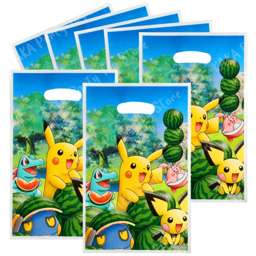 10/20/30Pcs Pokemon Gift Bags Pikachu Candy Packing Bag Loot Bag Kids Boys Girls Birthday Party Decoration Supplies Baby Shower