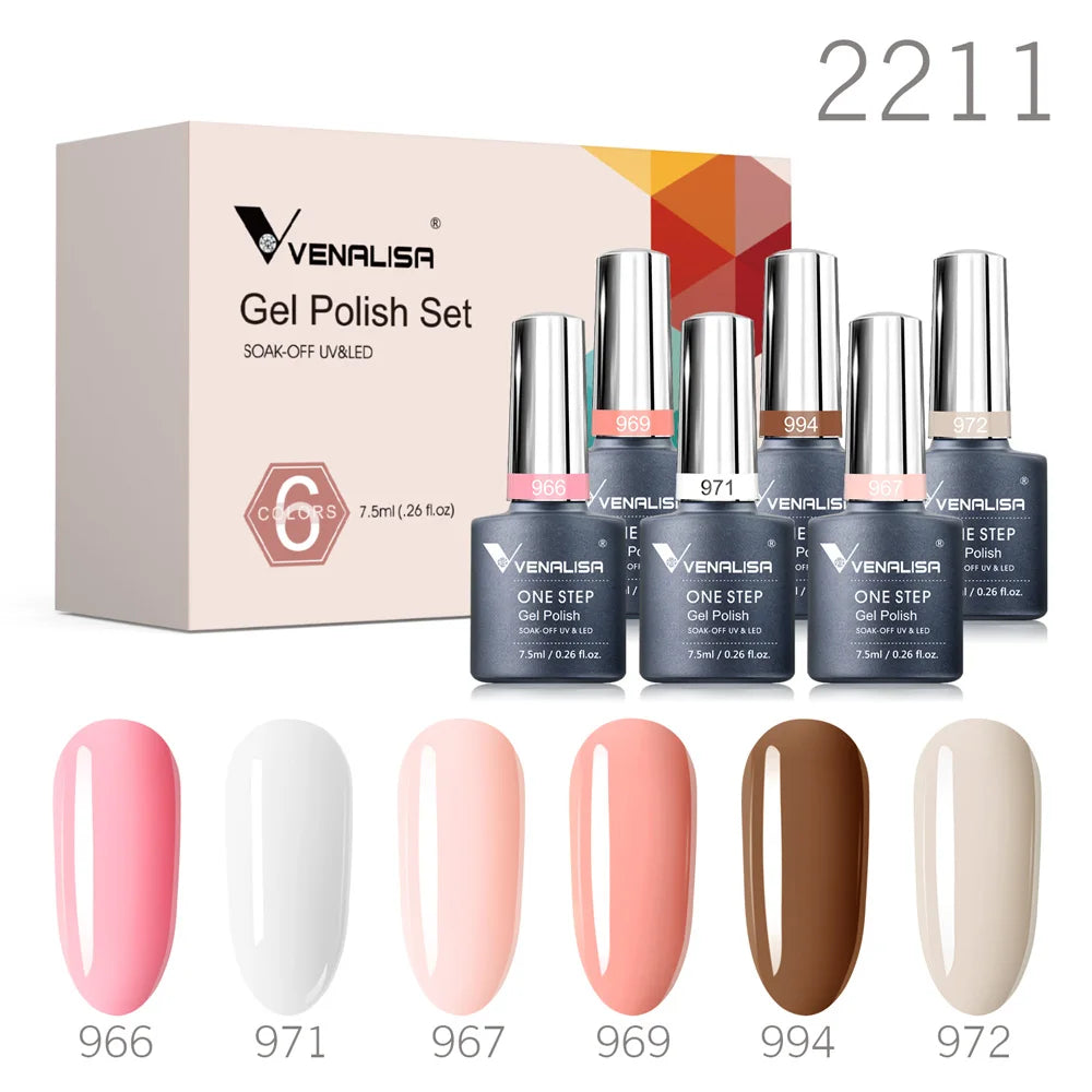 Venalisa Nail Gel Polish Kit Christmas Gift Winter Color Collection Semi Permanent New Learner Nude Pink Nail Varnish Set