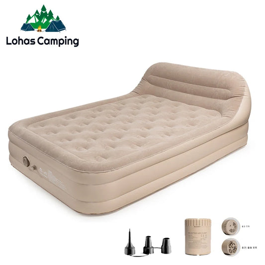 Lohascamping Camping Air bed with Backrest Camping electric mat 40cm Automatic inflatable Air cushion bed Folding Air Mattress