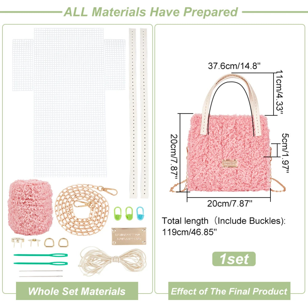 DIY Knitting Crochet Handbags Kit, Mesh Plastic Canvas Kit for Shoulder Bags DIY Knitting Crochet Crossbag Materials