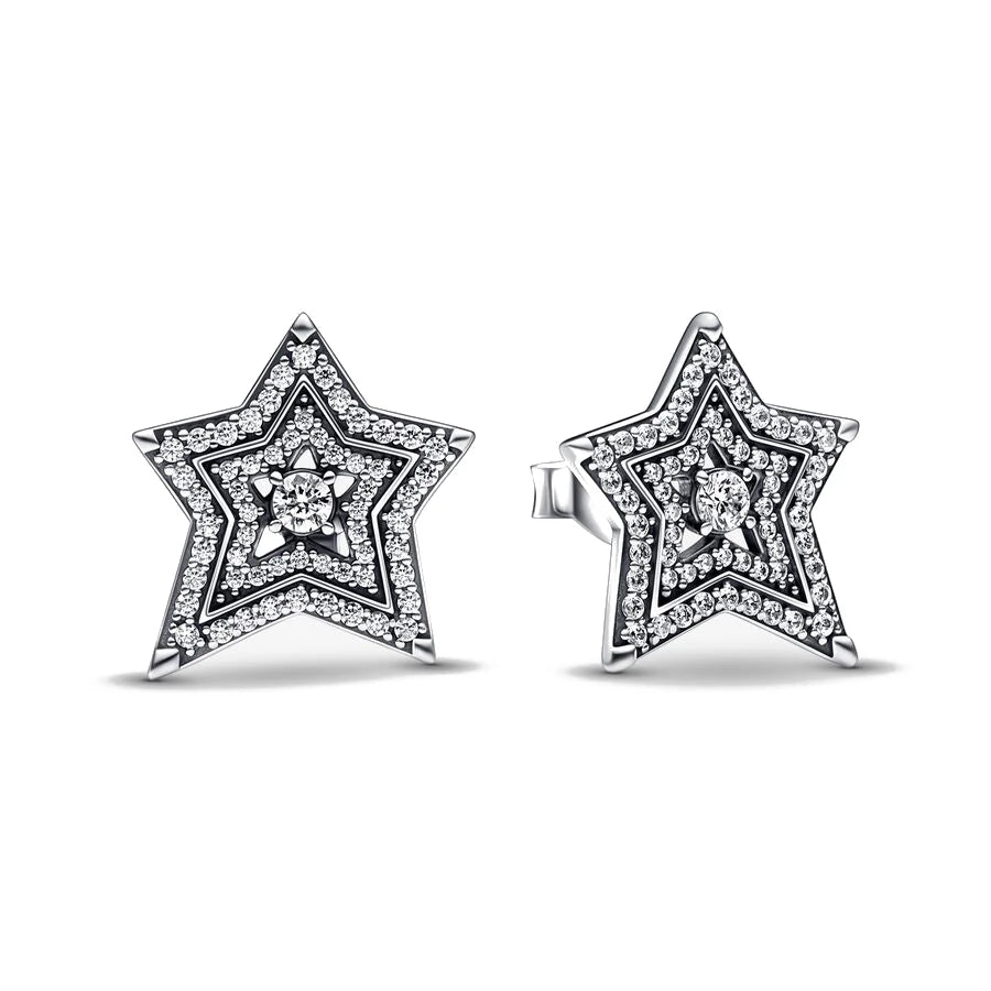 2024 Double Hoop Five-pointed Star Fit Original Charms Diy Fine Jewelry Gift For Women Making Accessories 925 Silver Earrings