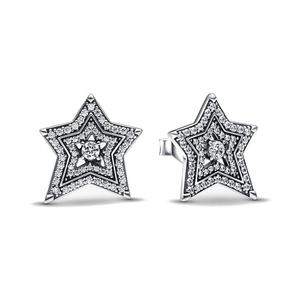 2024 Double Hoop Five-pointed Star Fit Original Charms Diy Fine Jewelry Gift For Women Making Accessories 925 Silver Earrings