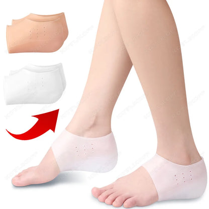 Invisible Height Increase Silicone Socks Silicone Elastic Heel Pad Foot Protection Damping Heel Cushion Hidden Insole Unisex