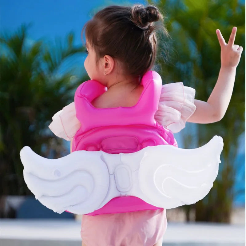 Children's Assisted Inflatable Swimming Vest Baby Life Jacket Water Sports Swimsuit Swimming Pool Accessories  Angel Wings