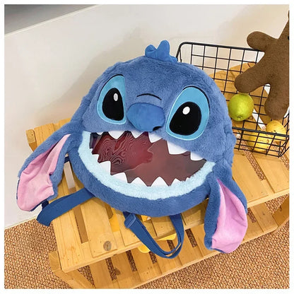 HOT Stitch See-through Bag Plush Doll Backpack Girls Large Capacity Cute Funny Backpack Anime Kawaii Cartoon School Bag Mochila