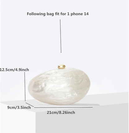 Egg Shell Clutch Bag Acrylic purse women wedding evening party cute ivory pearl color purse handbag summer new 2024