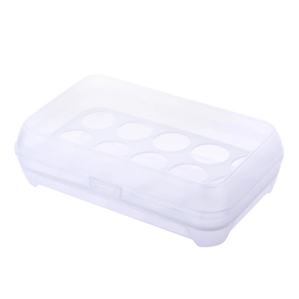 15 Grid Refrigerator Egg Storage Box Plastic Egg Fresh-keeping Case Holder with Lid Transparent Dispenser Kitchen Food Organizer