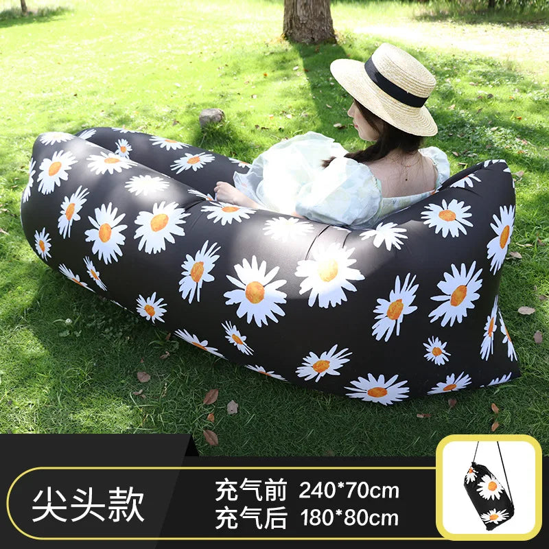 Outdoor inflatable lazy sofa, foldable portable inflatable mattress, beach leisure swimming pool inflatable cushion, home gifts