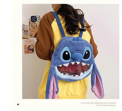 HOT Stitch See-through Bag Plush Doll Backpack Girls Large Capacity Cute Funny Backpack Anime Kawaii Cartoon School Bag Mochila