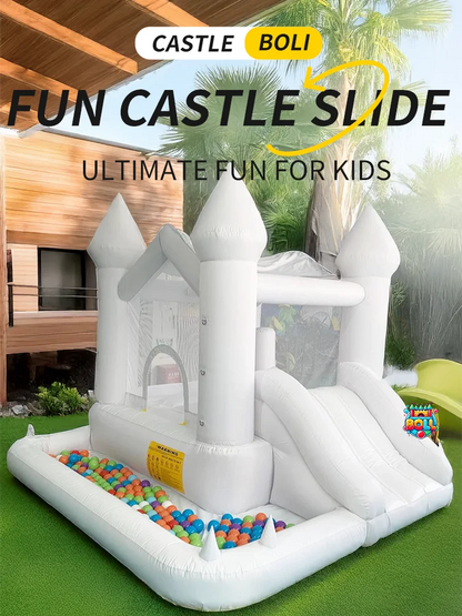 White Bounce House 5.6*3.3*3M Jumping Castle For Kids Bouncy House Withe For Children Outdoor Toys With Blower Slide