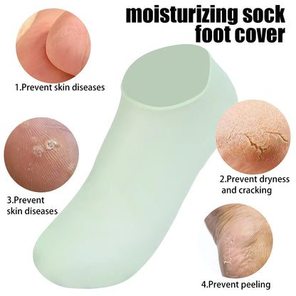 1-5Pairs Silicone Moisturizing Elastic Foot Socks DIY Spa Foot Masks Cracked Dead Skin Protector Reusable Pedicure Cares Tools