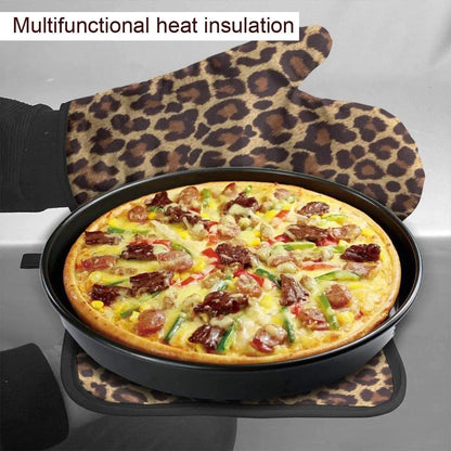 Cool Cheetah Leopard Oven Mitts and Pot Holders Heat Resistant Oven Gloves Safe Cooking Baking Grilling