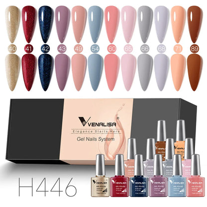 Venalisa Nail Gel Polish Kit Christmas Gift Winter Color Collection Semi Permanent New Learner Nude Pink Nail Varnish Set