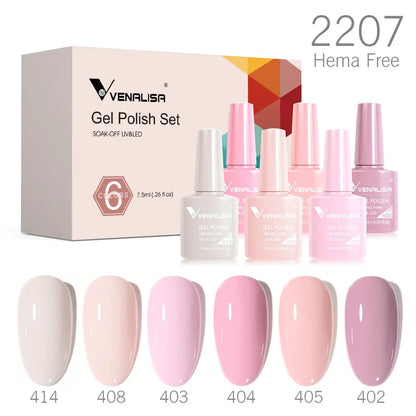 Venalisa Nail Gel Polish Kit Christmas Gift Winter Color Collection Semi Permanent New Learner Nude Pink Nail Varnish Set