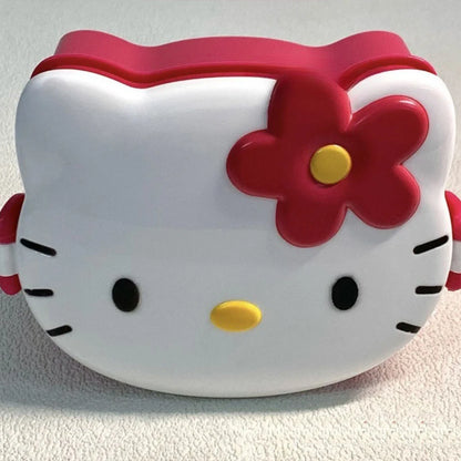 Sanrio Kawaii Hello Kitty Lunchbox Cartoon Student Bento Box Sealed Fruit Box Head Ornament Sundries Organiser Girls Gifts